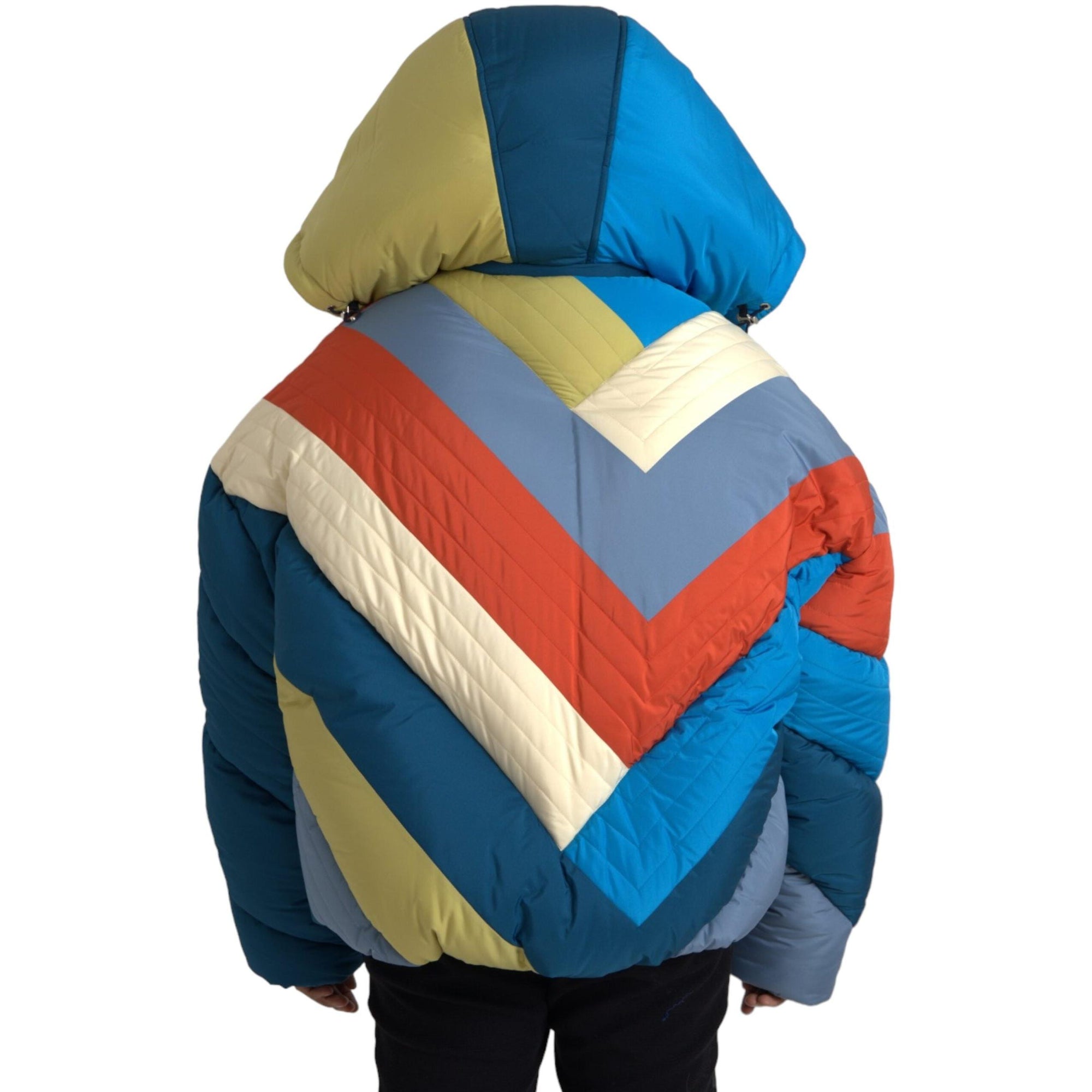 Dolce & Gabbana Multicolor Logo Windbreaker Puffer Jacket