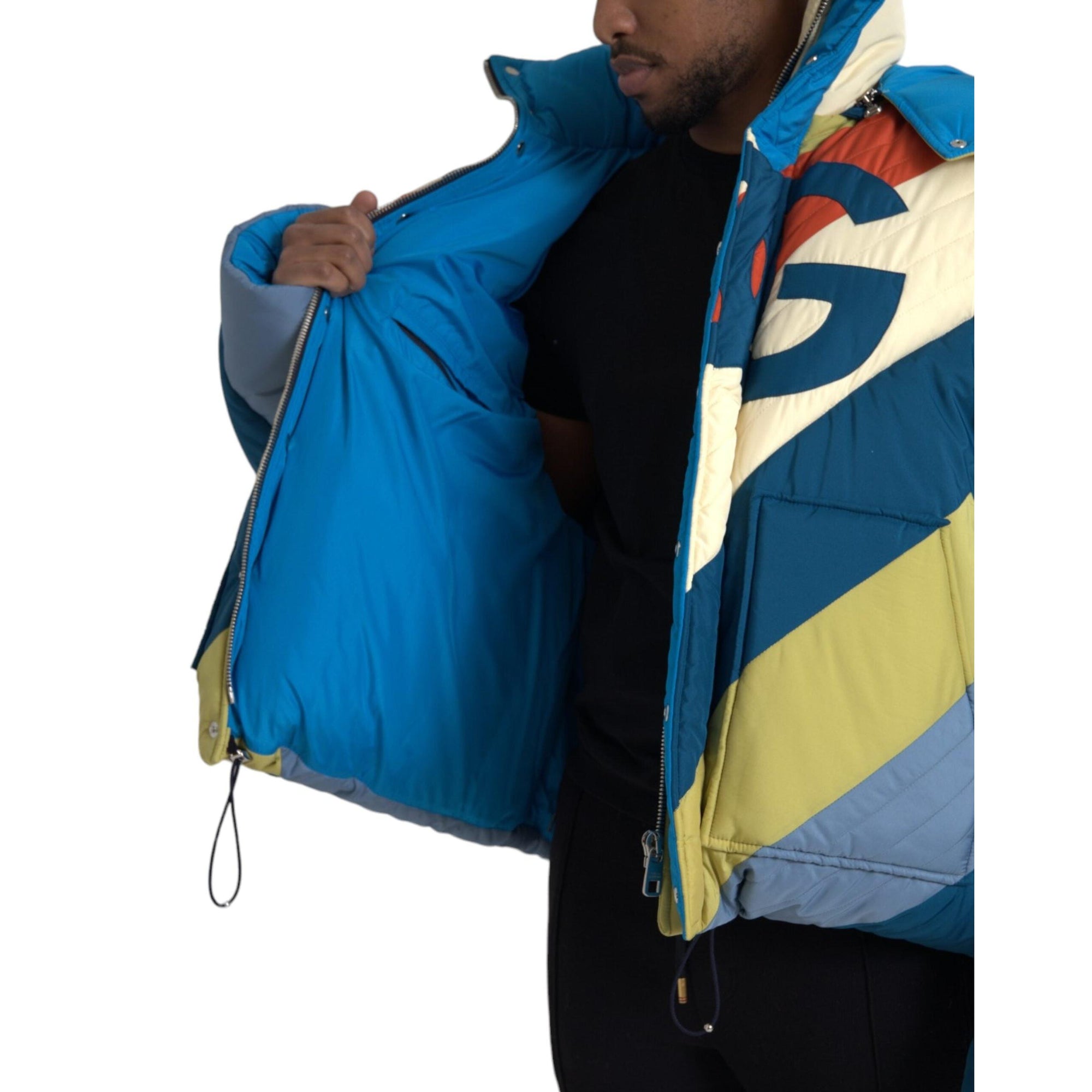Dolce & Gabbana Multicolor Logo Windbreaker Puffer Jacket