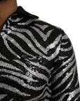 Dolce & Gabbana Black Silver Sequined Polyester Sweater