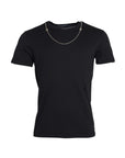Dolce & Gabbana Black Cotton Silver Chain Short Sleeve T-shirt