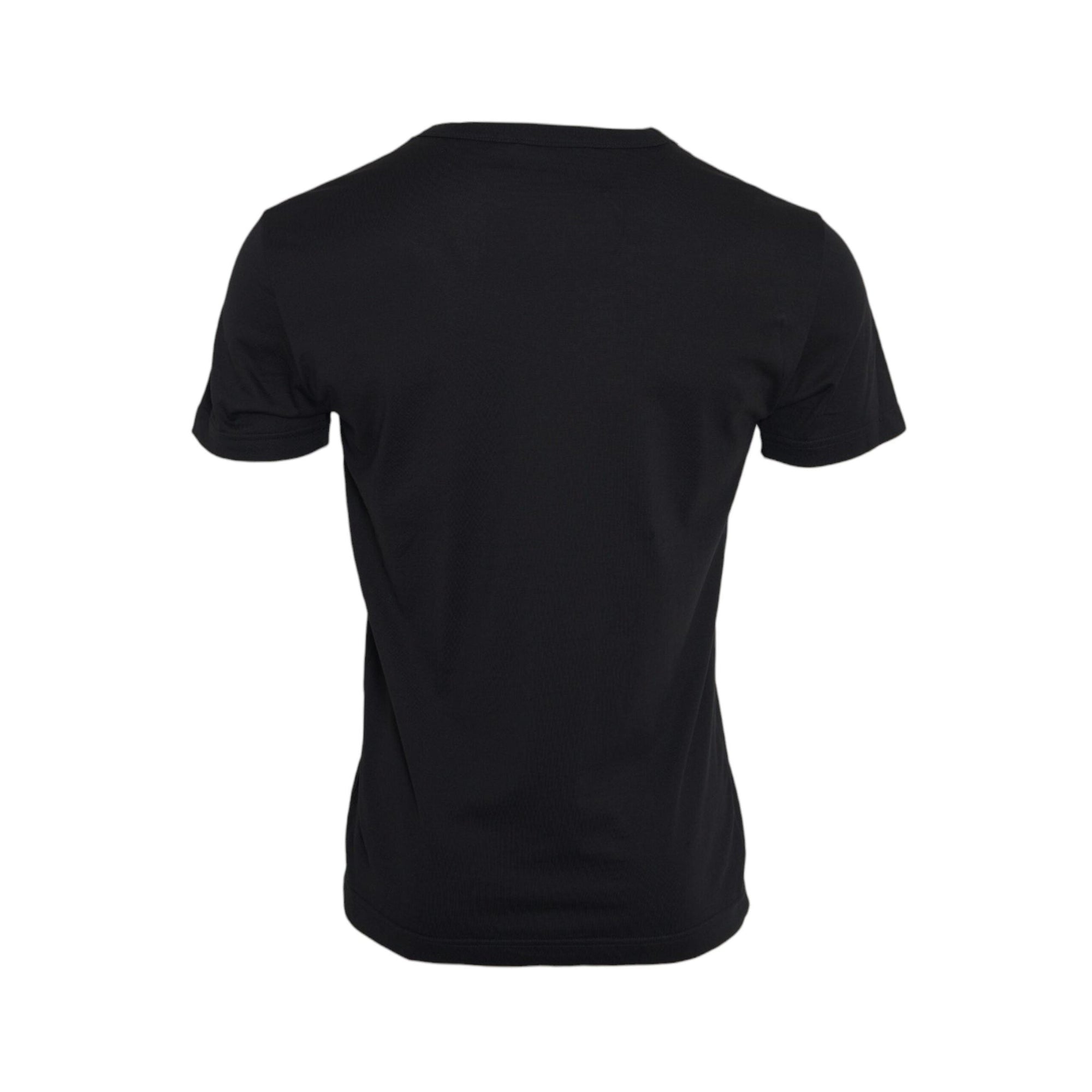 Dolce & Gabbana Black Cotton Silver Chain Short Sleeve T-shirt