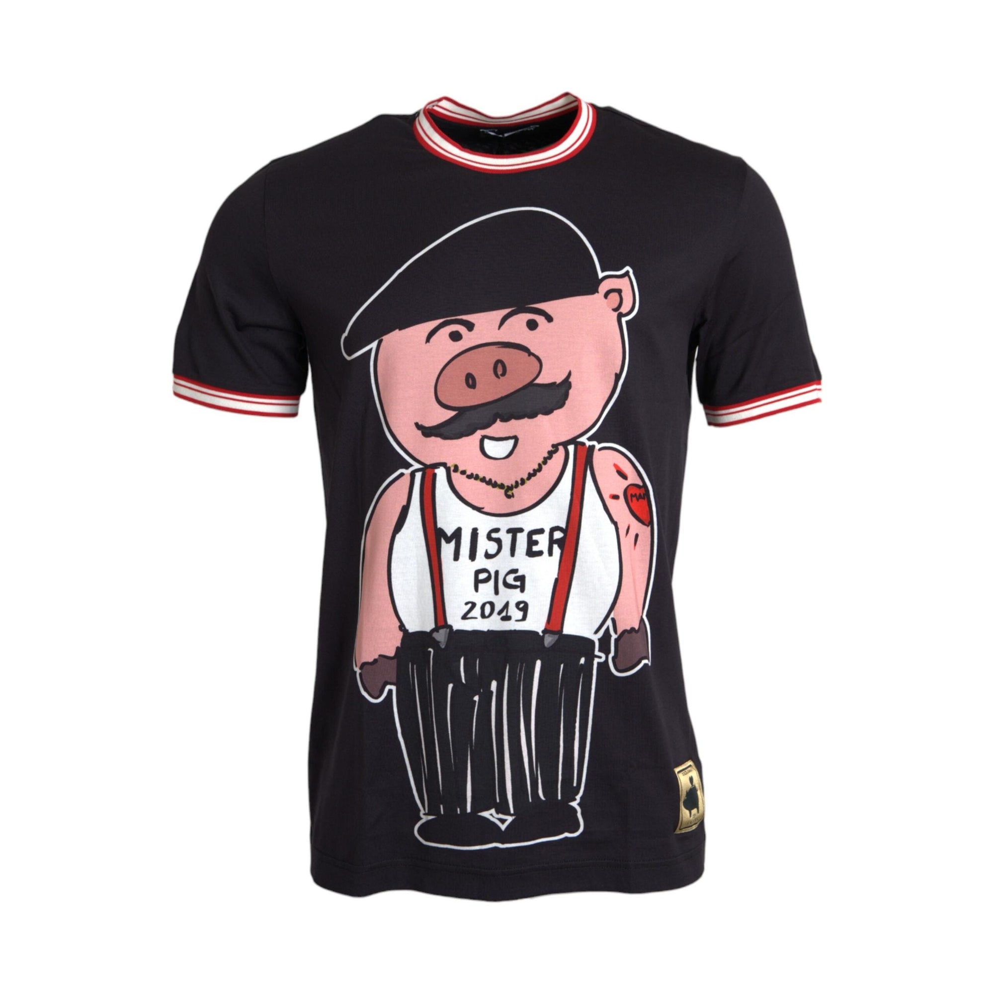 Dolce & Gabbana Black Cotton 2019 Year of the Pig T-shirt