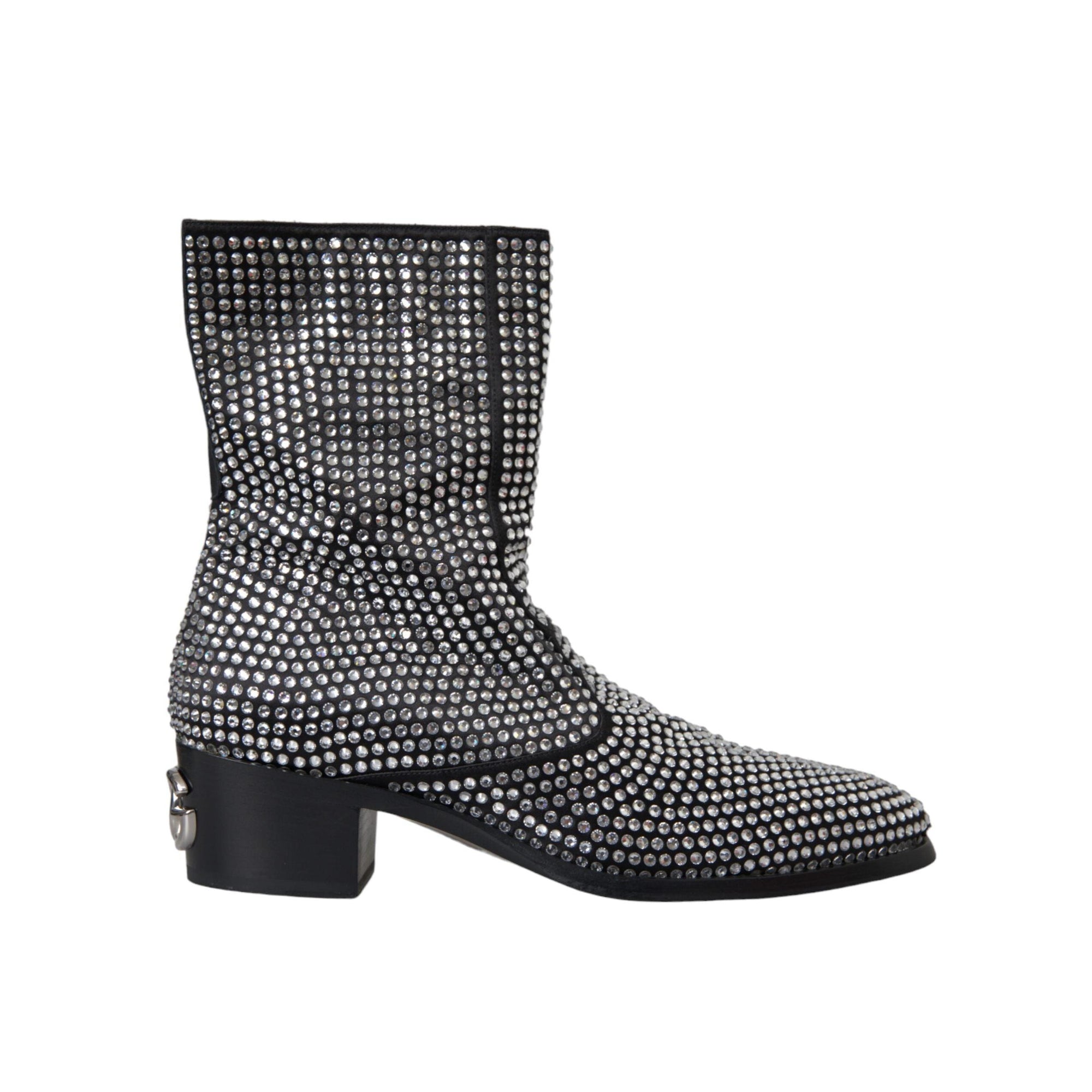 Dolce & Gabbana Black Rhinestone Crystal Chelsea Boots Shoes