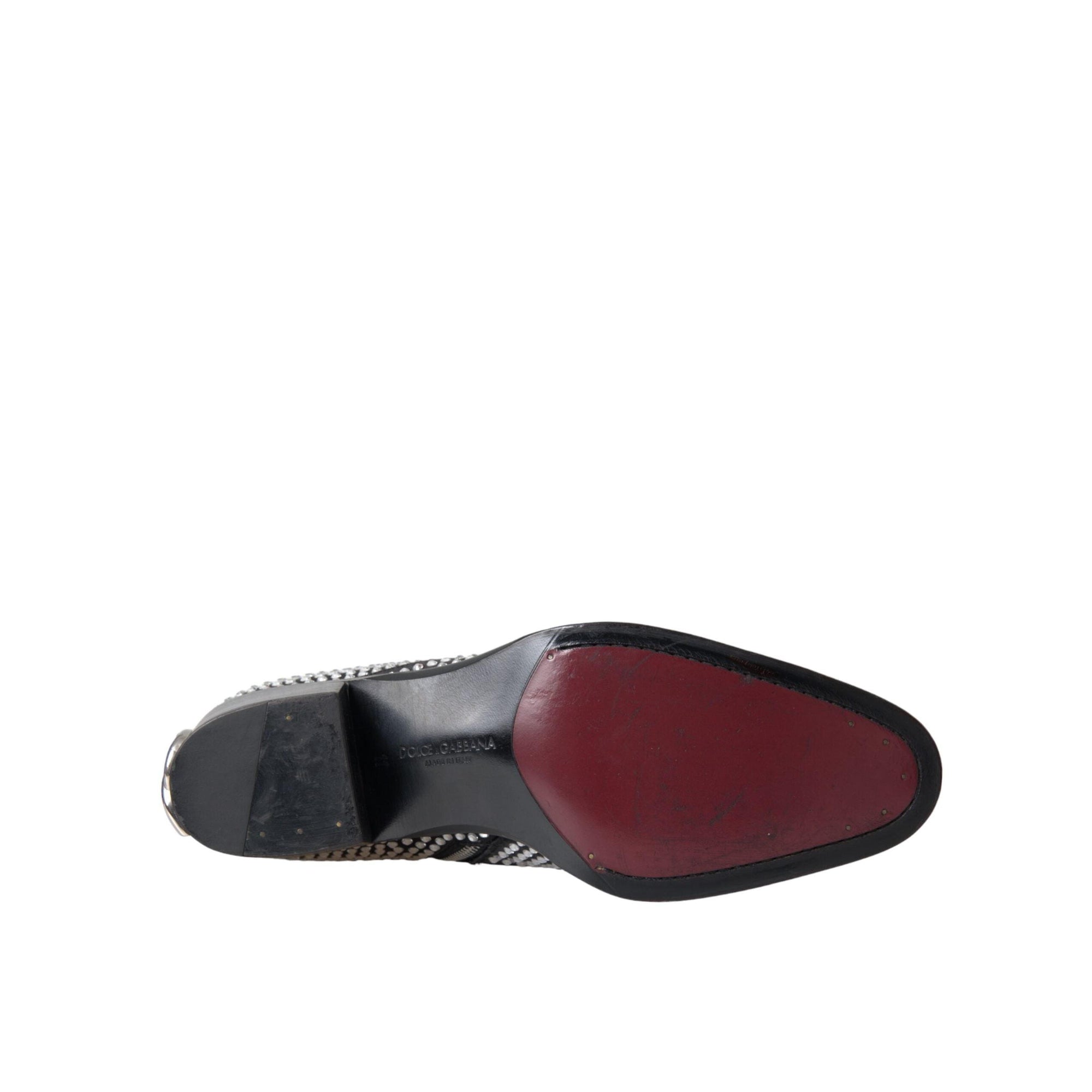 Dolce & Gabbana Black Rhinestone Crystal Chelsea Boots Shoes