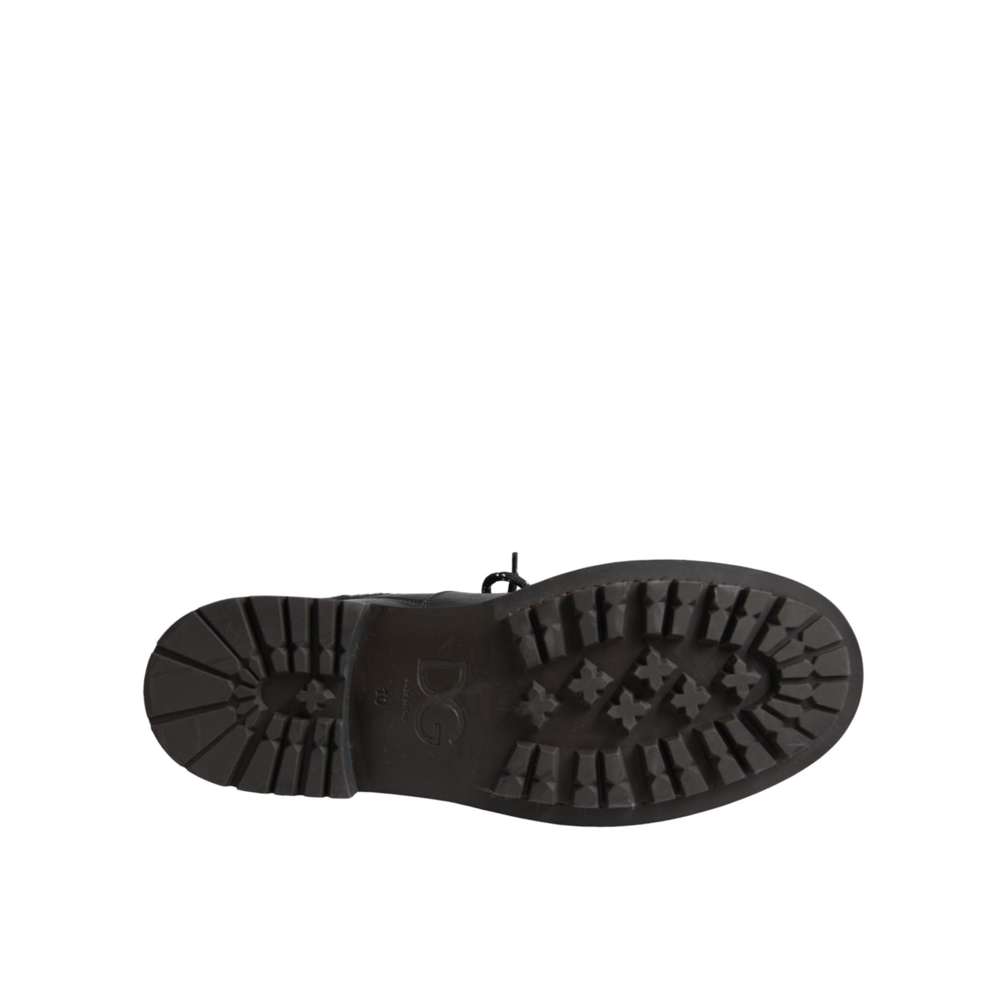 Dolce & Gabbana Black Leather Bernini Shearling Boots Shoes