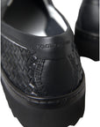 Dolce & Gabbana Black Woven Buffalo Leather Men Loafers Shoes