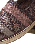 Dolce & Gabbana Brown Buffalo Leather Espadrille Flats Shoes