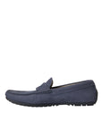 Dolce & Gabbana Blue Calf Leather Slip On Moccasin Shoes