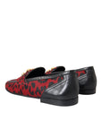 Dolce & Gabbana Red Black Leopard DG Loafers Formal Men Shoes