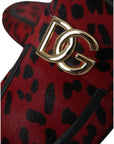 Dolce & Gabbana Red Black Leopard DG Loafers Formal Men Shoes