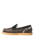 Dolce & Gabbana Brown Black Fur Leather Loafers Men Shoes