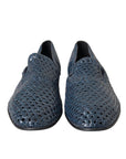 Dolce & Gabbana Blue Woven Leather Slip On Loafers Men Shoes