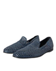 Dolce & Gabbana Blue Woven Leather Slip On Loafers Men Shoes