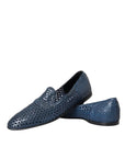Dolce & Gabbana Blue Woven Leather Slip On Loafers Men Shoes