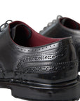 Dolce & Gabbana Black Leather Oxford Wingtip Formal Men Shoes