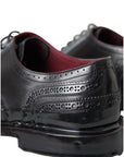 Dolce & Gabbana Black Leather Oxford Wingtip Formal Men Shoes