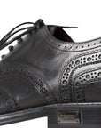 Dolce & Gabbana Black Leather Oxford Wingtip Formal Men Shoes