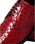 Dolce & Gabbana Red Textured Varnished Derby Men Formal Shoes