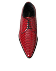 Dolce & Gabbana Red Textured Varnished Derby Men Formal Shoes