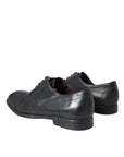 Dolce & Gabbana Black Leather Derby Formal Dress Men Shoes