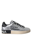 Dolce & Gabbana Silver Portofino Calf Leather Sneakers Men Shoes