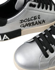 Dolce & Gabbana Silver Portofino Calf Leather Sneakers Men Shoes