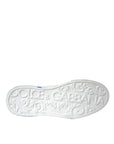 Dolce & Gabbana White Blue Leather Logo Low Top Sneakers Shoes
