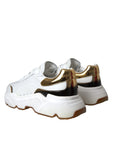 Dolce & Gabbana White Gold DAYMASTER Leather Sneakers Men Shoes