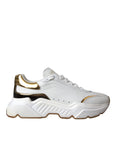 Dolce & Gabbana White Gold DAYMASTER Leather Sneakers Men Shoes