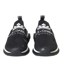 Dolce & Gabbana Black White Sorrento Slip On Sneakers Shoes