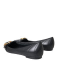 Dolce & Gabbana Black Devotion Leather Pointy Flats Shoes