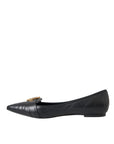 Dolce & Gabbana Black Devotion Leather Pointy Flats Shoes