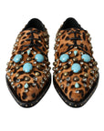 Dolce & Gabbana Brown Leopard Hair Crystal Dress Broque Shoes