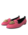 Dolce & Gabbana Pink Velvet Slip On Loafers Flats Shoes