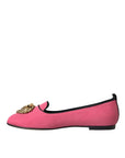 Dolce & Gabbana Pink Velvet Slip On Loafers Flats Shoes