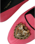 Dolce & Gabbana Pink Velvet Slip On Loafers Flats Shoes