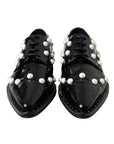 Dolce & Gabbana Black Leather Faux Pearl Dress Broque Shoes