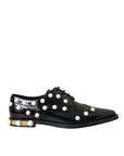 Dolce & Gabbana Black Leather Faux Pearl Dress Broque Shoes