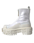 Dolce & Gabbana White Leather Rubber Logo Ankle Boots Shoes