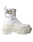 Dolce & Gabbana White Leather Rubber Logo Ankle Boots Shoes