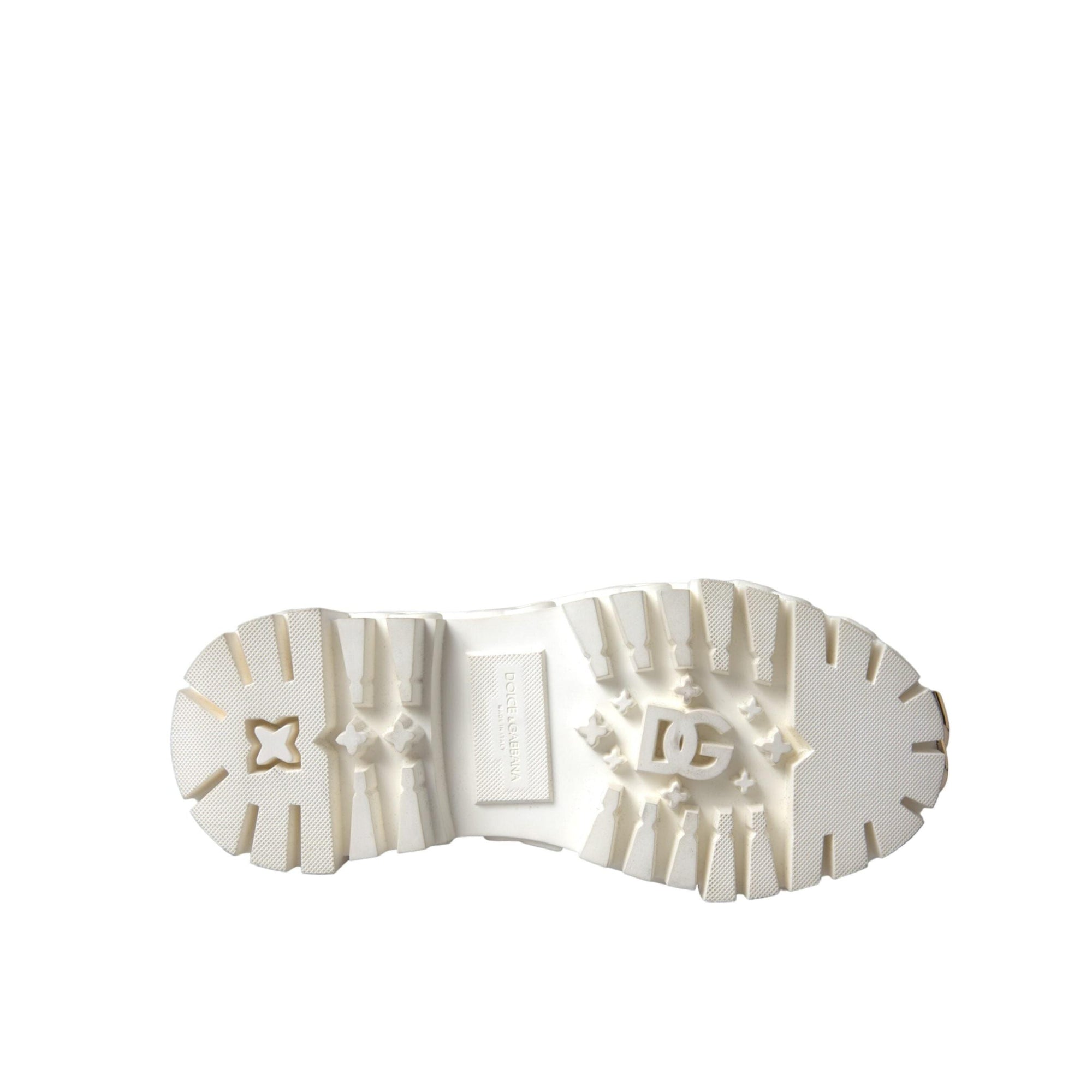 Dolce & Gabbana White Leather Rubber Logo Ankle Boots Shoes