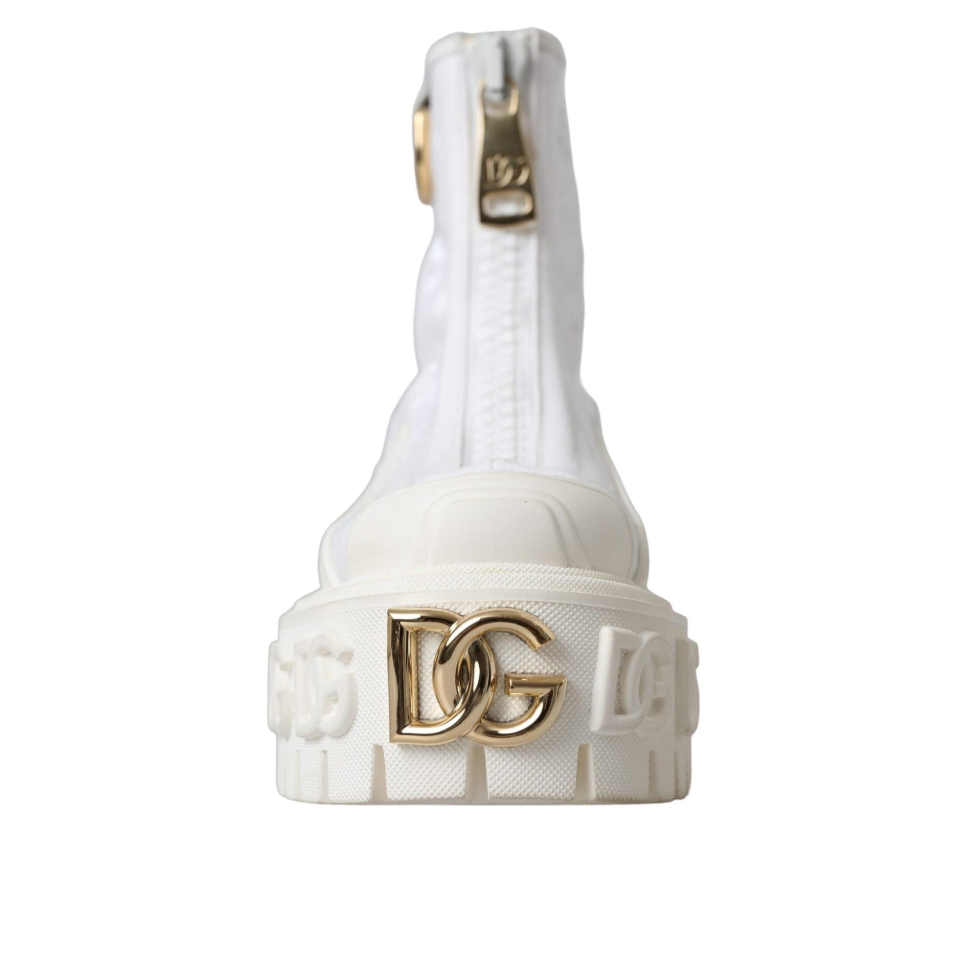 Dolce & Gabbana White Leather Rubber Logo Ankle Boots Shoes