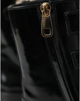 Dolce & Gabbana Black Leather Crystal Buckles Boots Shoes