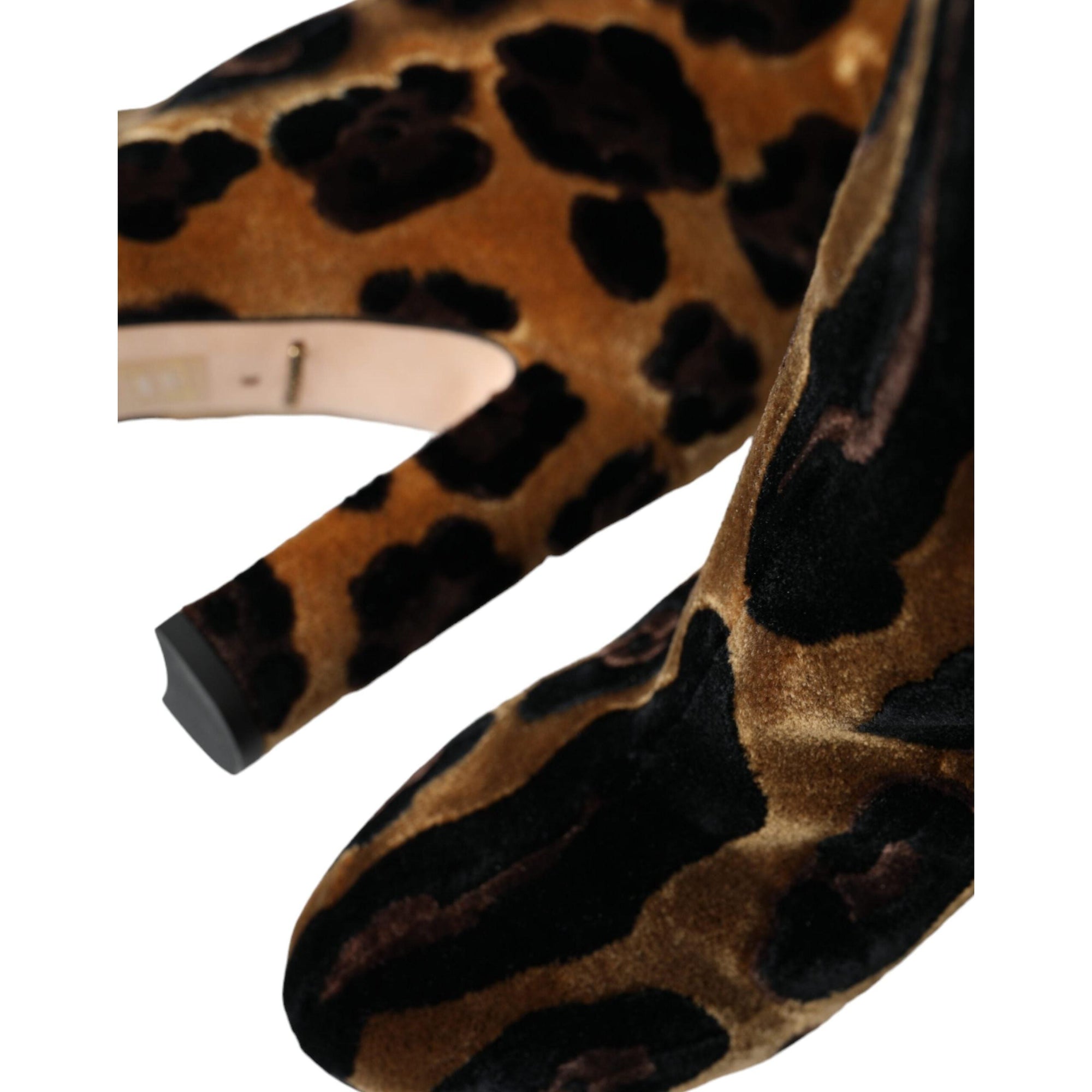 Dolce & Gabbana Brown Giraffe Velvet Leather Boots Shoes