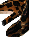 Dolce & Gabbana Brown Giraffe Velvet Leather Boots Shoes