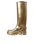 Dolce & Gabbana Metallic Gold Rubber PVC Rain Boots Shoes