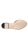 Dolce & Gabbana Beige Logo Pearl Flats Sandals Slides Shoes