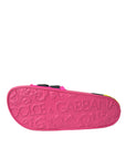 Dolce & Gabbana Pink Black Logo Beachwear Flats Sandals Shoes