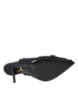 Dolce & Gabbana Black Tulle Ricamo Heels Slingbacks Shoes