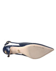 Dolce & Gabbana Dark Blue Croc Leather Slingbacks Shoes